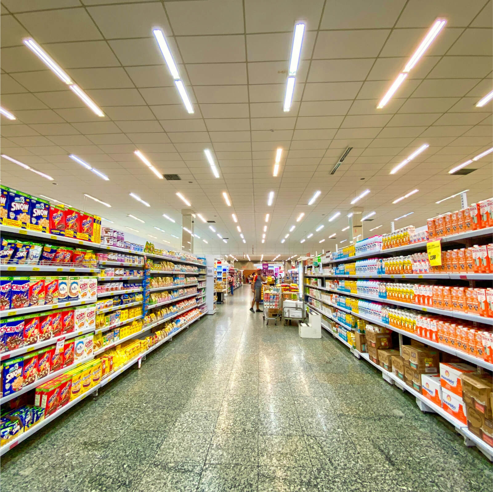 Foto de un pasillo de supermercado para describir la Música de supermercados