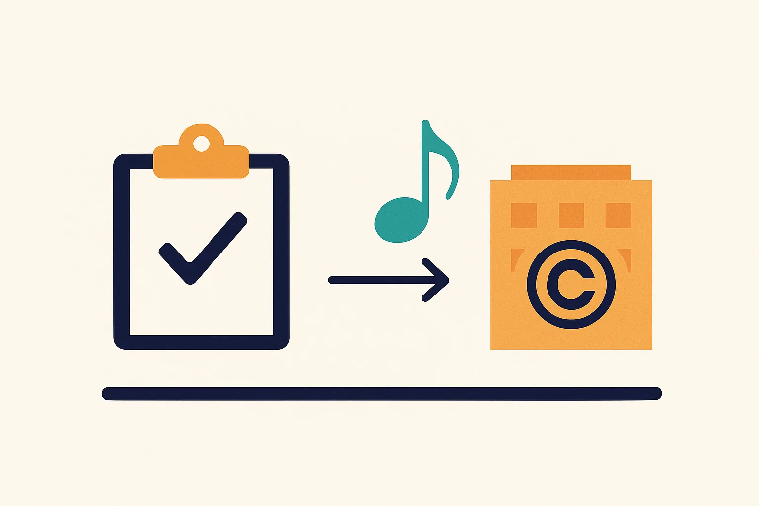 Illustrazione astratta che rappresenta il rapporto tra musica, diritti e licenze dirette, in stile moderno e coerente con il blog MoosBox