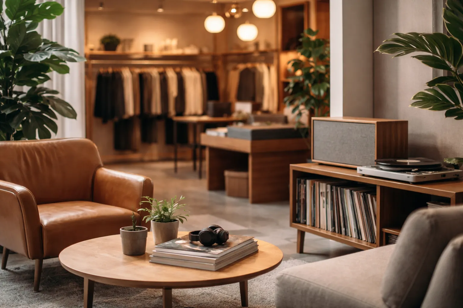 Atmosfera di un negozio con musica in store di qualità, pensata per accompagnare l’esperienza senza distrarre